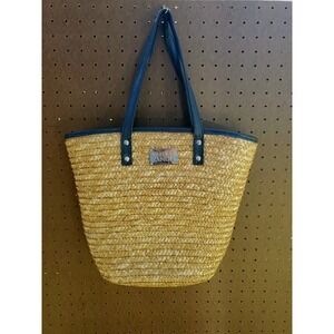 New Yankee Candle Wicker Straw Tote Bag 14"W x 11"H Snap Closure